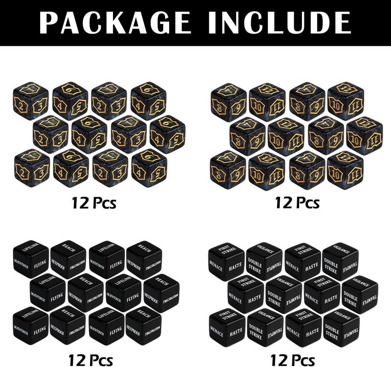 LAMJAM 48 Pcs Abilities Keywords Counter Dice Black Shield MTG Dice Counters Bulk Buff Tokens D6 Dice Set for Magic The Gathering, MTG, TCG, Card Games Accessories - Image 2